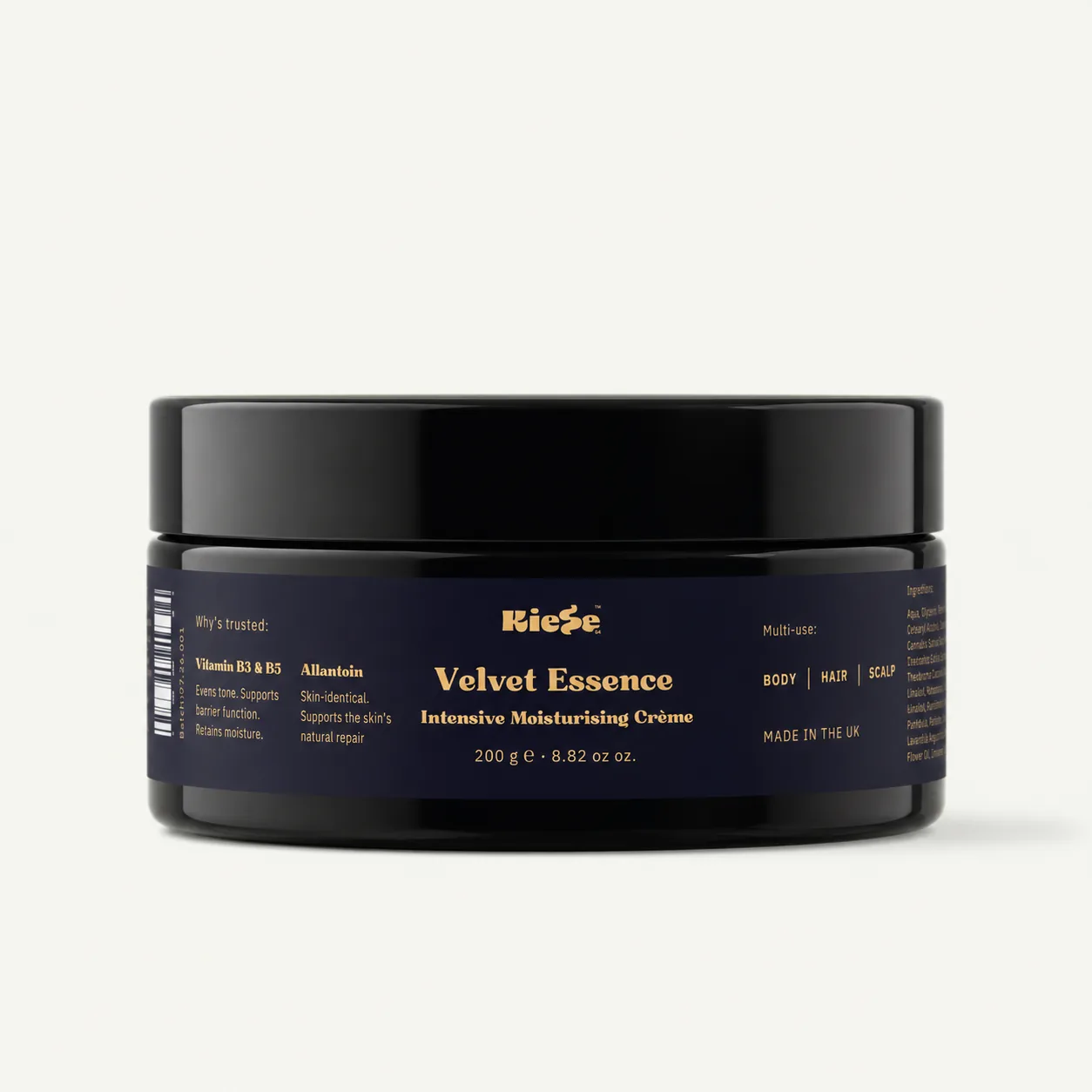 Velvet Essence Cream — jar with sage green label and gold lettering