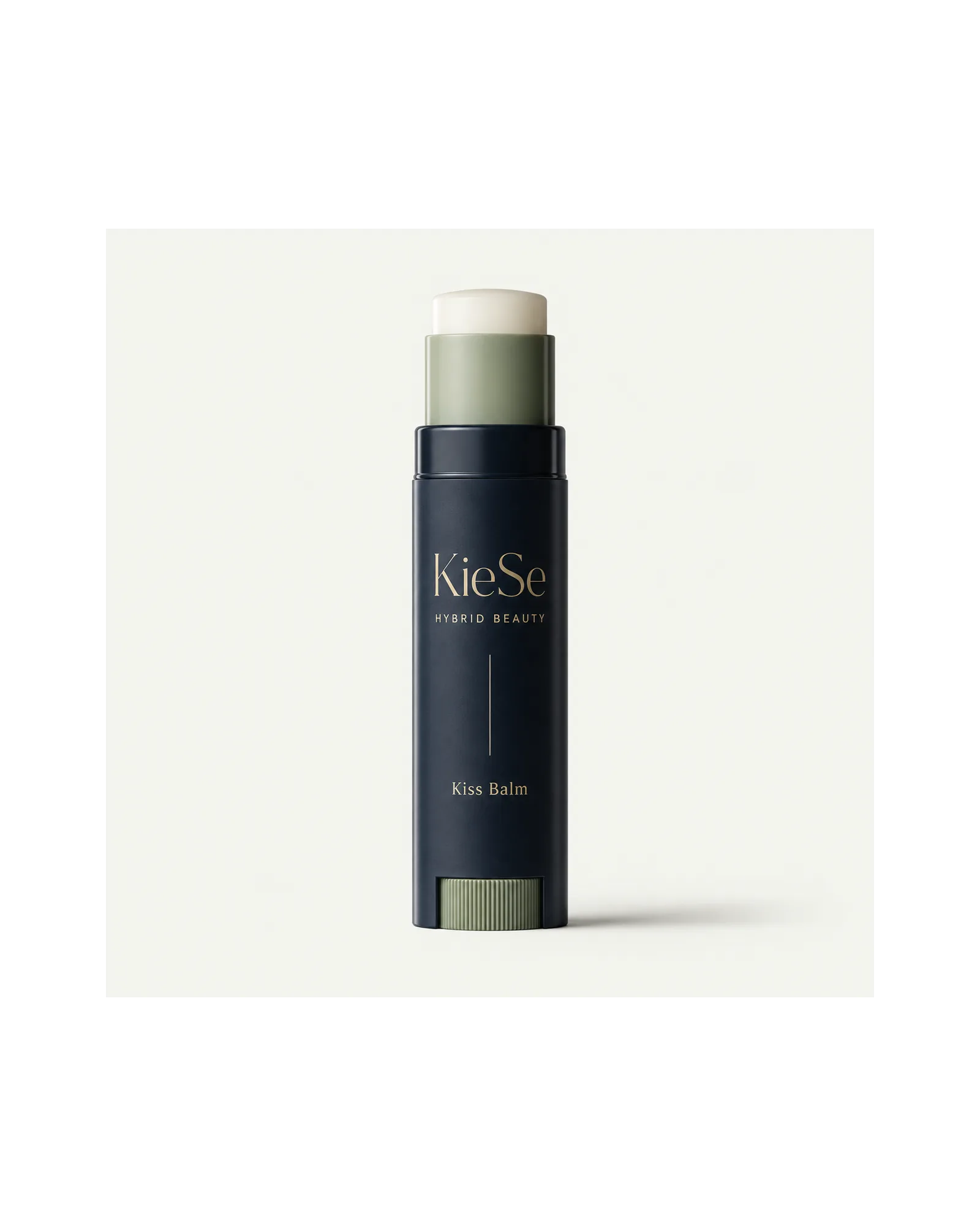 Kiese Kiss lip balm stick with sage green label and gold lettering